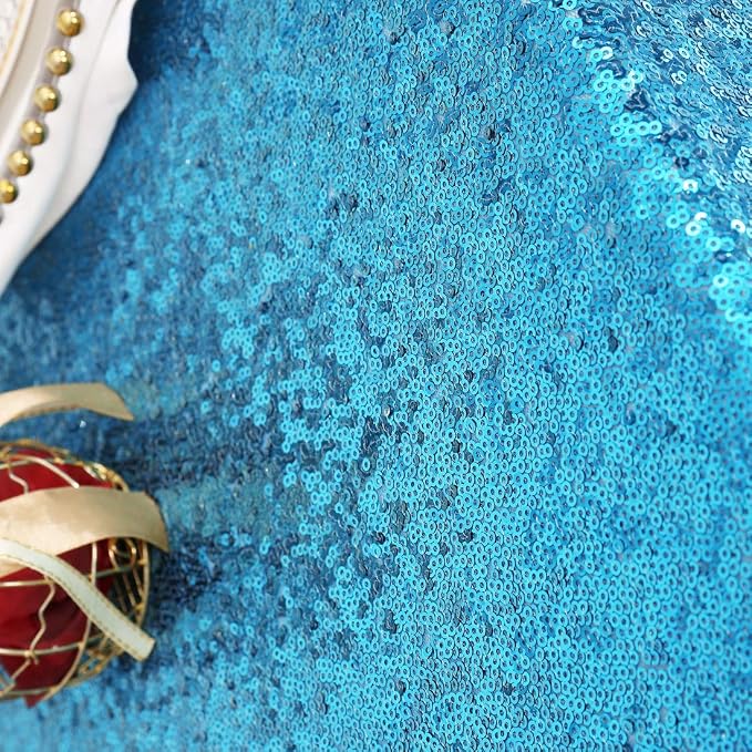 Juya Delight 60" x 102" Turquoise Sequin Rectangle Tablecloth for Wedding Birthday Party Festival Ceremony Cake Dessert Table