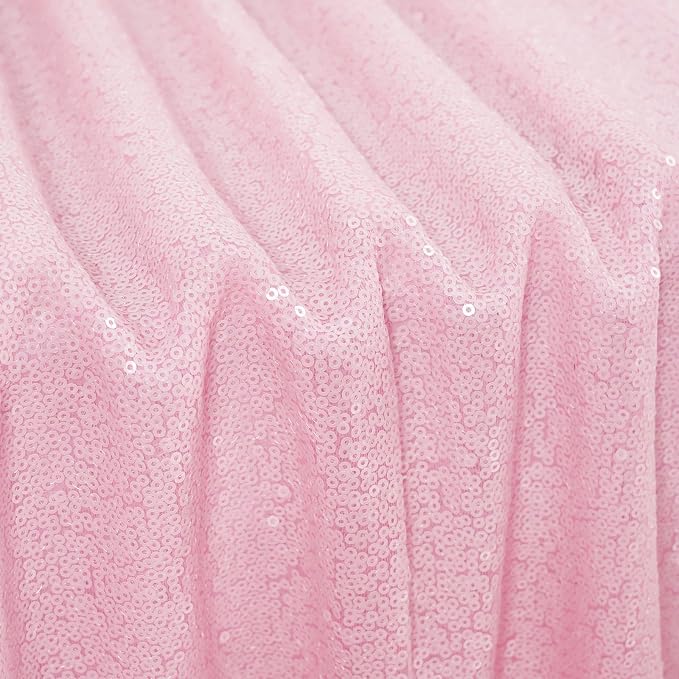 Poise3EHome Pink Sequin Tablecloth 50×72 Inch Rectangle Sparkly Fabric Table Cover Overlay for Valentine Birthday Wedding Party Holiday Baby Shower Decoration