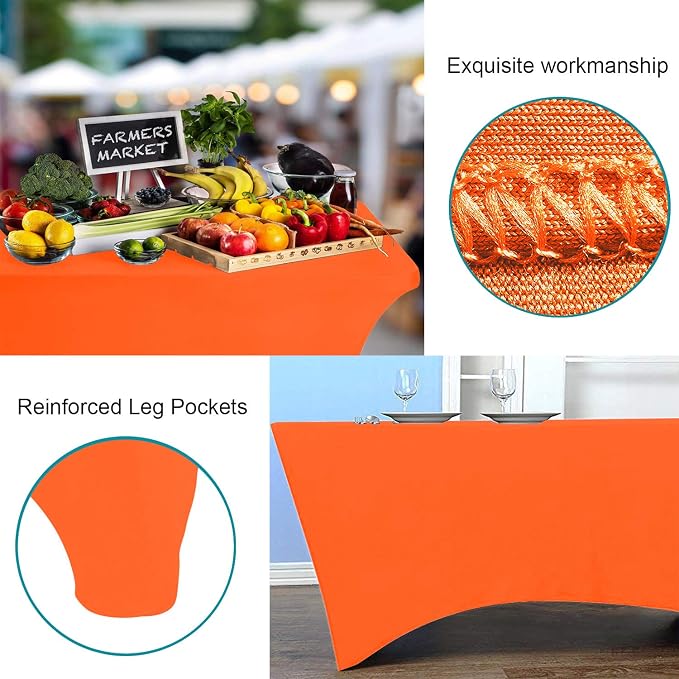 RELIANCER 1 Pack Stretch Spandex Table Covers for Rectangular Tables,4FT Elastic Fitted Tablecloth,Universal Rectangular Table Cloth Protector for Outdoor Party,Wedding,Bar,Birthday,Banquet,Events