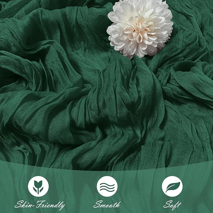 15 Pack Emerald Green Cheesecloth Table Runner 17 x 108 inch Cheese Cloth Table Runners 9ft Green Table Runner Rustic Romantic Sheer Gauze Runner for Wedding Party Baby Shower Table Decoration