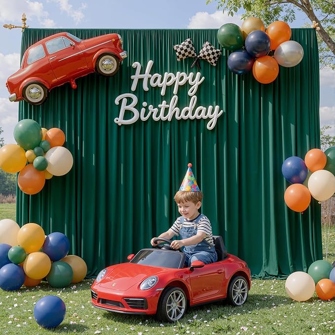40ftx10ft Hunter Green Backdrop Curtains for Party Background, Wrinkle Free 8 Panels Silky Fabric Green Photo Backdrop Drapes Back Drop Cloth Drapery for Wedding Birthday Photography Decor