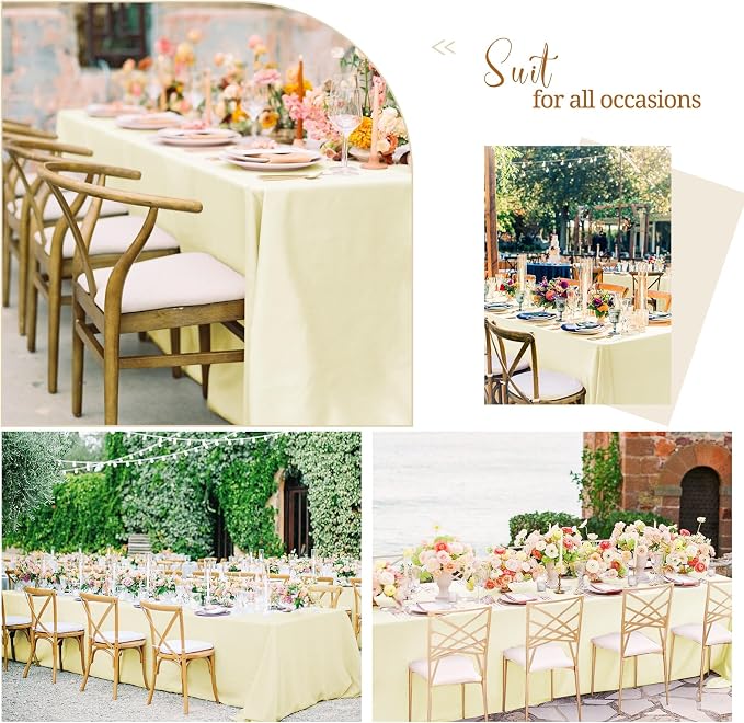 Pesonlook 12 Pack 60 x 102 Inch Tablecloth, Beige Rectangle Tablecloth for 6 Ft Rectangle Tables,Washable Fabric Table Cover for Wedding/Buffet Party/Dining Table/Events(60 x 102 Inch,Beige)