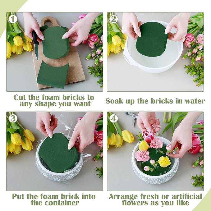 Hahood 8 Packs Floral Foam Blocks Wet & Dry Floral Foam Bricks 5.5x3.1x1.8 Inch Flower Arranging Kit for Fresh and Artificial Flowers Florist Foam Blocks for Wedding Home Decor