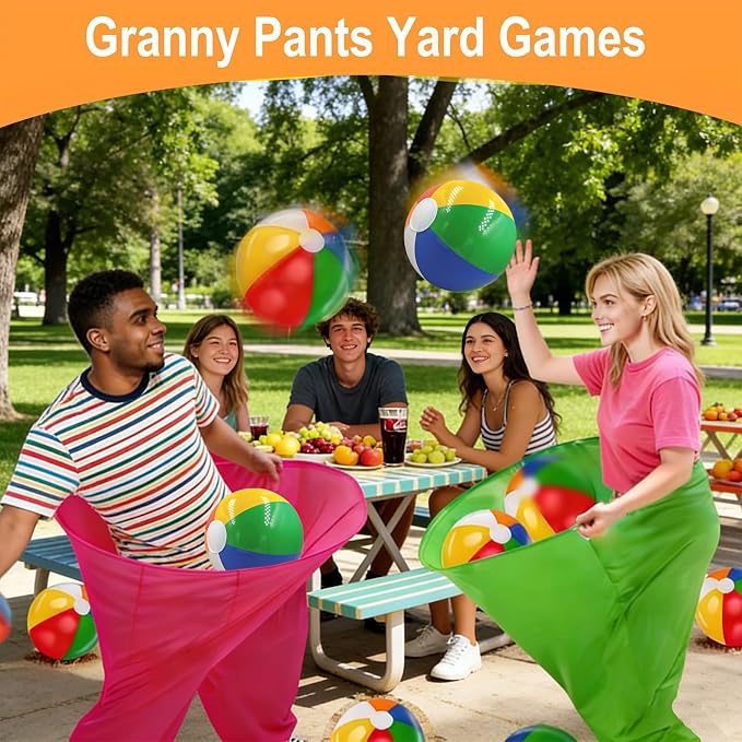 Granny Pants Yard Game Set,Outdoor Party Game Granny Pants Outdoor Game with Bouncy Balls and Air Pump Fun Family Reunion Backyard Games for Groups
