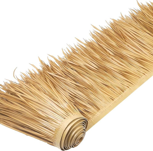Mexican Tiki Hut Grass Skirting Roof Tiki Bar Grass Duck Blind for Thatch Roofing Bar Decorations Roll Palm Palapa Straw Thatch Roof for Fence Party(Yellow,197 x 15 Inch)