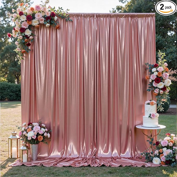 10x10FT Rose Gold Sequin Backdrop Curtain for Party - 2 Panels 5x10FT Wrinkle-Free Shimmer Drapes for Birthday, Wedding, Christmas, Decorations & Photography