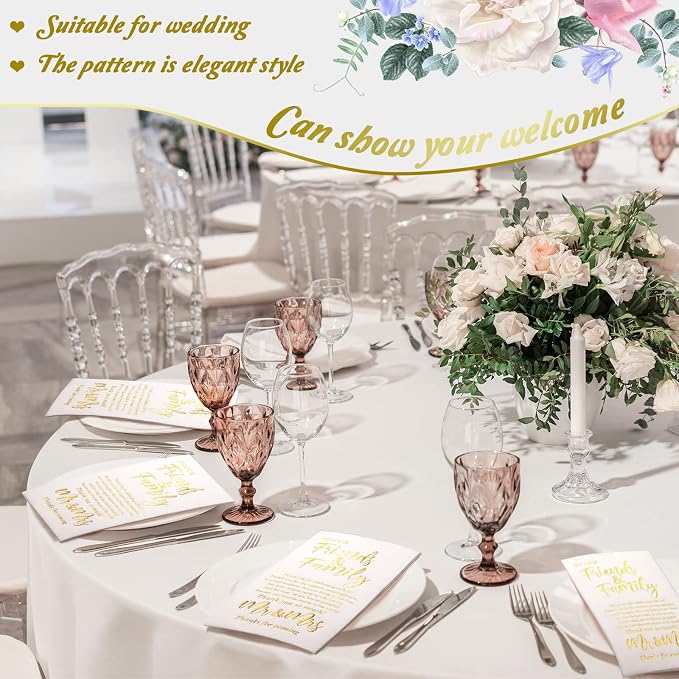 Hotop Wedding Napkins Mr & Mrs Dinner for Reception Disposable Decorative Towels Shower Banquet Rehearsal Decorations (Gold, 200 Pcs), 12.99x15.75 inches,4.33x7.87 inches