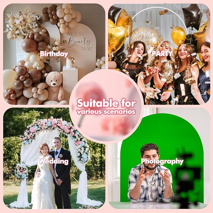 GOJAWAY 7.2FT & 6FT Backdrop Stand Metal Arch White Wedding Arch Stand Arched Backdrop Frame for Birthday Party Baby Shower Graduation Ceremony Decoration - 2 Pack