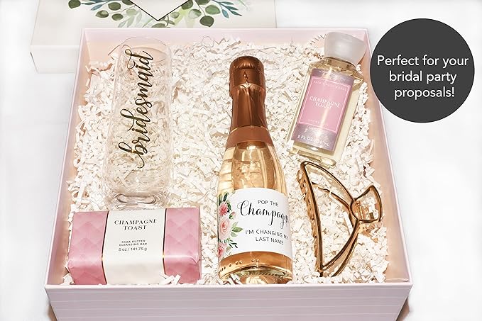 POP The Champagne I’m Changing My Last Name Labels ● Set of 12 ● Bachelorette Party Bridal Shower Bride Squad Mini Champagne Bottle Labels Wine Label Alternative to Cards Shirts (Blush Floral)