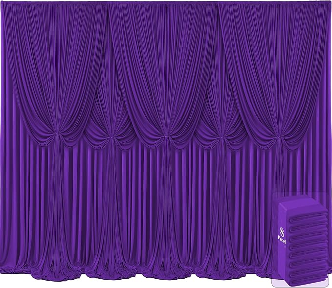 8 Panels Purple Backdrop Curtains for Wedding Party Wrinkle Free Backdrops Curtain Drapes Fabric Decorations Photo Back Drop Cloth for Baby Shower Photography Stage Reception 40ft(W) x 12ft(H)