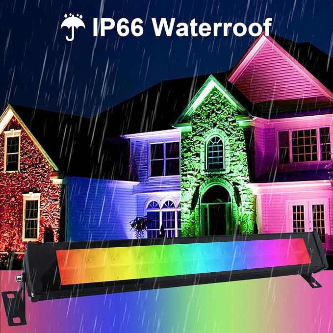 50W RGB Wall Washer Light, RGB Light bar with Remote Control & APP Control, for Hotel, Building, Commercial Lighting, Birthday Party, Garden Lighting, Wall Display