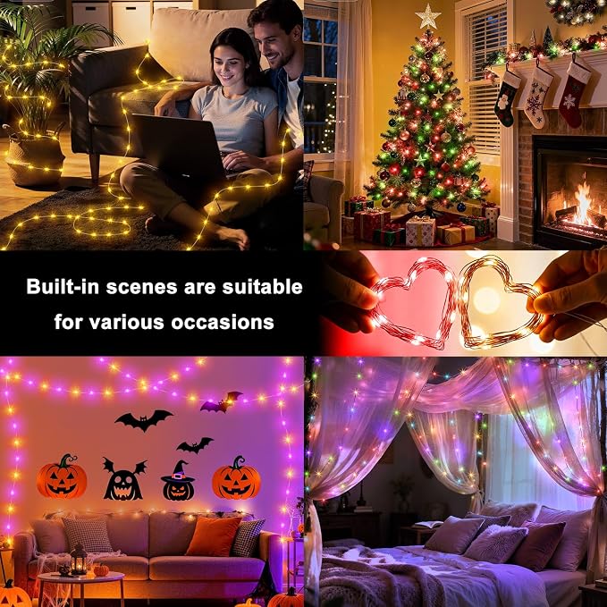 OMIKA Fairy Lights Plug in, 240 LED 80 FT Fairy Lights with Remote, 150 Lighting Modes String Lights Indoor, RGB Colors+Warm White Fairy Lights for Bedroom Party Outdoor Decor