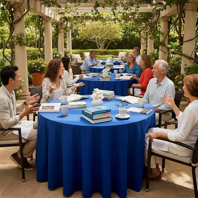 8 Pack Royal Blue Round Tablecloth 120 Inch Round Table Cloth, Wrinkle Resistant and Washable Tablecloth Polyester Fabric Table Cloth Round Table Cover for Dining Wedding Banquet Party