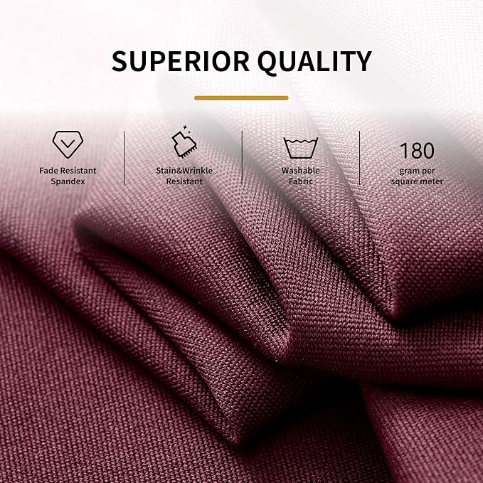 Outpain 8ft Spandex Table Cloth for Standard Folding Tables-4Pack Burgundy Table Cloth Table Protector for Party, Wedding, Cocktail, Banquet, Festival