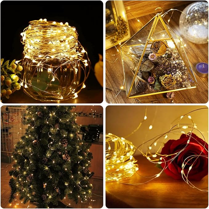 50 Pack Warm White Fairy Lights Battery Operated, 7ft 20 LED Mini String Twinkle Lights for Christmas Halloween Mason Jars Centerpiece Table Decorations (50, Warm White)