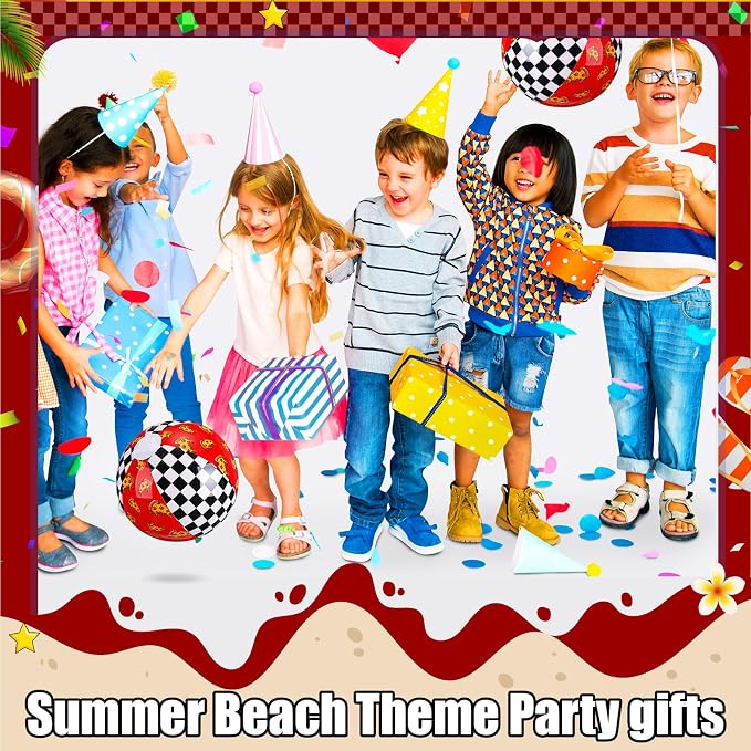 Leyndo 12 Pcs Inflatable Beach Balls Bulk for Kids 7.9" Checkered Pizza Pool Ball for Summer Pool and Beach Game Gifts Spooky Birthday Party Supplies Class Party Decorations Favor