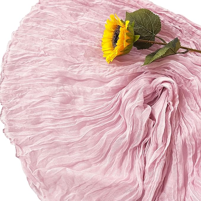6Pack Light Pink Table Runner 10Ft Cheesecloth Table Runner Boho Gauze Table Runners Long Cheese Cloth Table Runners for Wedding Party Bridal Shower Thanksgiving Christmas