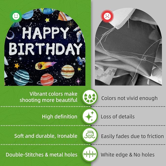 Outer Space Birthday Party Decorations - Huge 7x5FT Galaxy Backdrop, Rocket Astronaut Foil Balloons, Solar System Paper Lanterns & Tablecloth for Boys First Trip Around the Sun Party