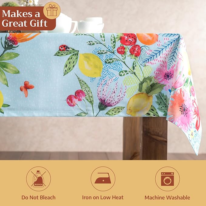 Maison d' Hermine Table Cloth Rectangle Table 100% Cotton 60 x 108 Inches Tablecloth Reusable Decorative for Dining Kitchen Room Farmhouse Home Hotel Restaurant Spring Summer - Jardin D'Ete - Mint