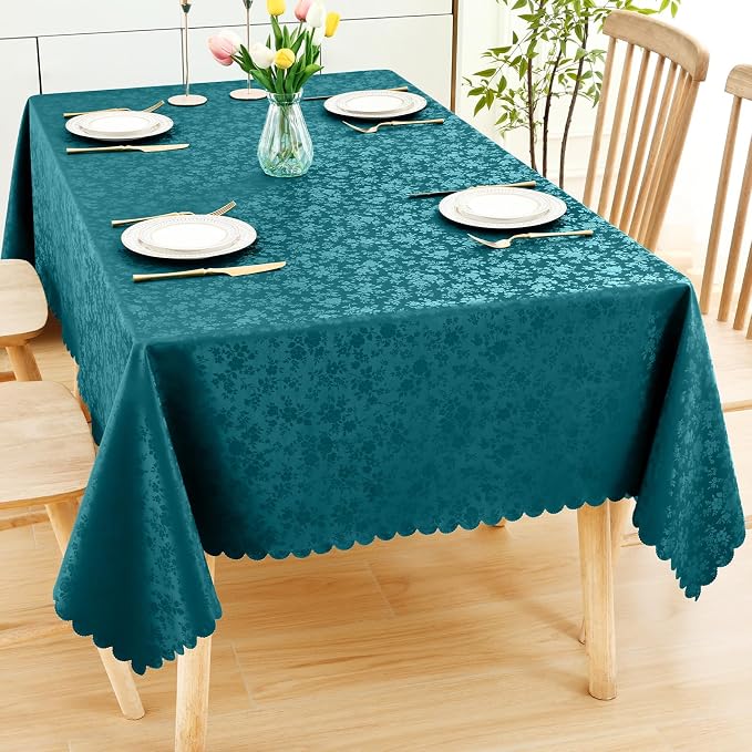 Smiry Rectangle Table Cloth, Waterproof Heavy Duty Vinyl Tablecloths, Wipeable Washable Table Cover for Kitchen and Dining Room (Emerald Green, 70" X 108")