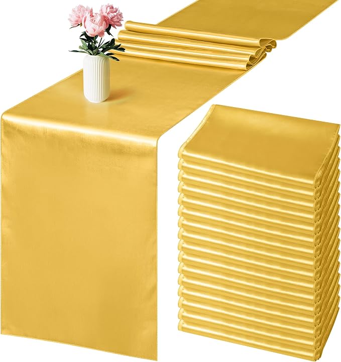 Aneco 4 Pack Satin Table Runner 12 x 108Inch Long Bright Silk and Smooth Fabric Party Table Runner for Wedding Banquet Party Decoration