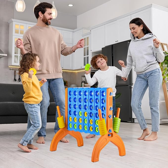 Ayeboovi Giant 4-in-A-Row, Jumbo 4-to-Score Yard Game for Kids and Adults Indoor Outdoor Party Family Connect Games Set with Quick Release Slider & Carrying Bag