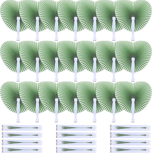 Blulu 60 Pack Wedding Decorative Paper Folding Hand Fan Handheld Heart Wedding Foldable Fan Chinese and Japanese Decoration Bulk for Bridal Guest Summer Dancing Birthday Party Favors(Sage Green)