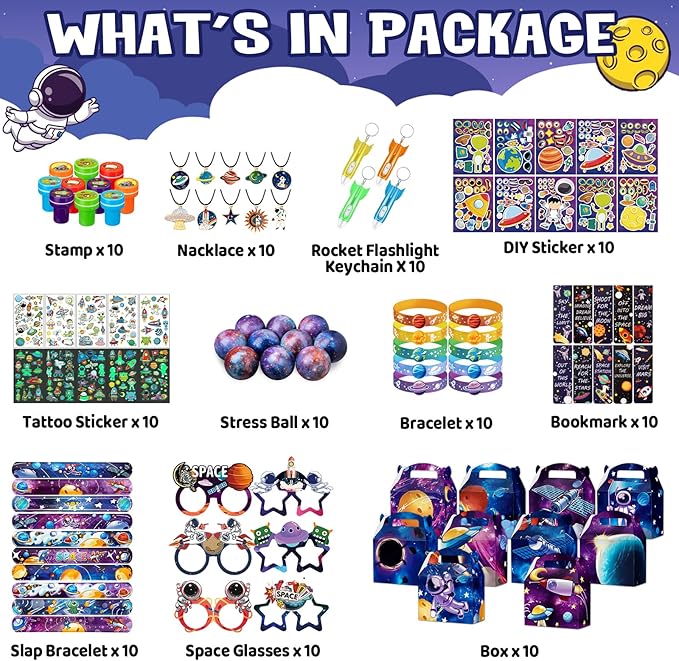 DMIGHT Space Party Favors, Outer Space Themed Birthday Decorations, Astronaut Gift Box for Kids (Space)
