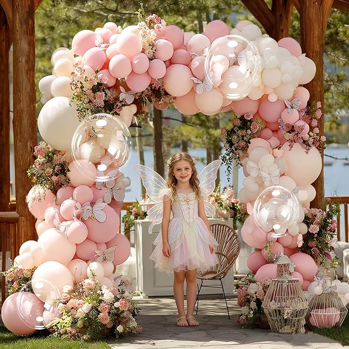 Pastel Pink White Balloon Arch Double Stuffed Light Pink White Sand Beige Balloon Garland Kit Peach Ivory Cream Balloons for Birthday Baby Shower Valentines Bridal Shower Wedding Princess Party Decor