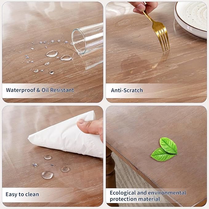 14 x 51 Inch Clear Table Cover Protector, 2mm Thick Clear Desk Mat, Plastic Table Cover, Vinyl Table Protector, Desk Mats on Top of Desks