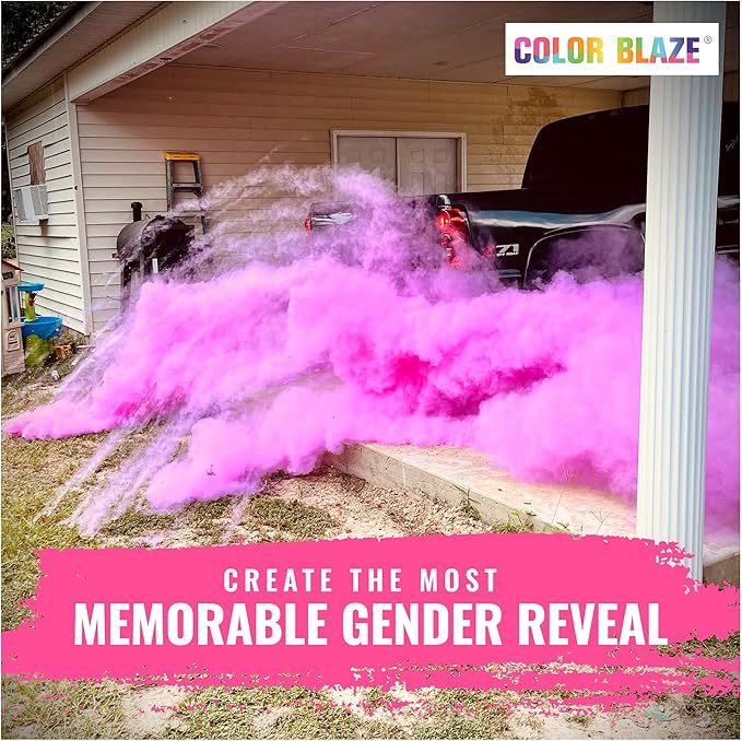 Color Blaze Black-Out Baby Gender Reveal Powder - 2lbs Pink Colored Powder for Girl, Perfect for Car, Motorcycle Burnout, Toss, Photoshoot, Reveal Party & Festival - Pack of 2 Bags with 1 lb - Pink