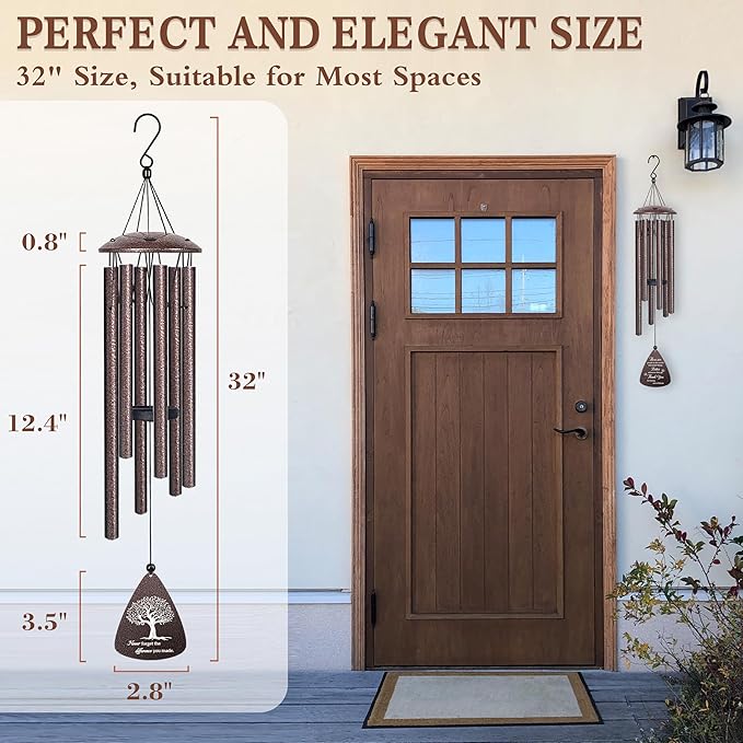 Thank You Gifts for Women Men, 32" Wind Chimes Thank You Gift, Appreciation Gifts for Employee Coworkers Pastor Teachers Colleague, Thanksgiving Day Hostess Gift for Family Friends, Home Decor