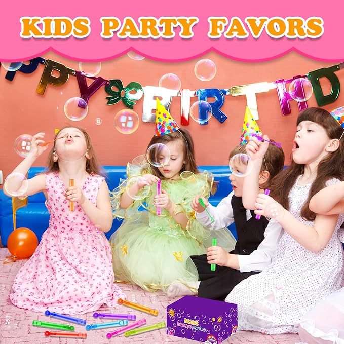Bulk Neon Mini Bubbles Party Favors for Kids 100 Pack, Small Non Candy Treat Goodie Bag Stuffer Toys Gifts Bulk for Toddler, End of Year School Classroom Carnival Prize for Fourth of July Parade Throw