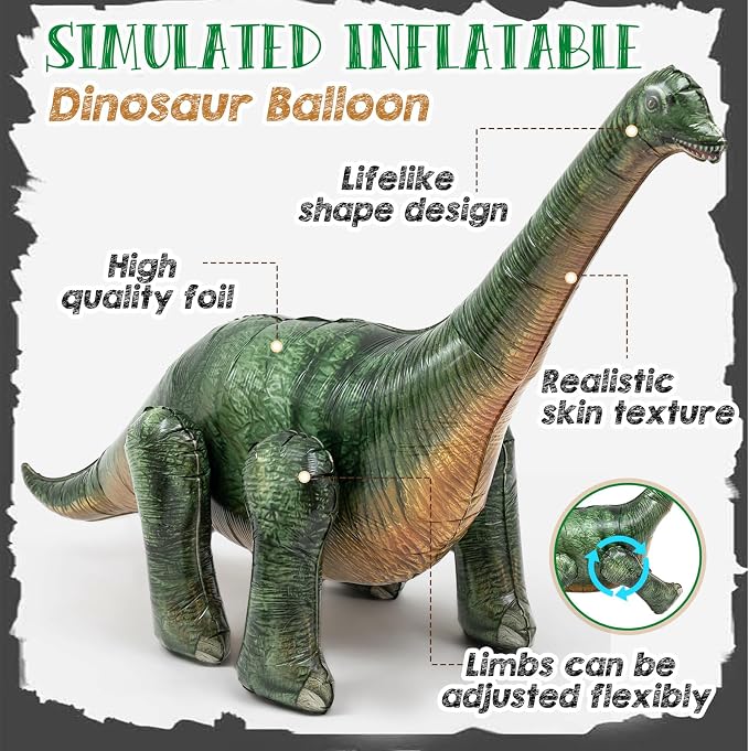 Skylety 7 ft x 4.2 ft Inflatable Dinosaur Balloon Blow up Dino Balloons Brachiosaurus Inflatable Toy for Dino Party Birthday Decorations Gift Jurassic Theme Party Supplies