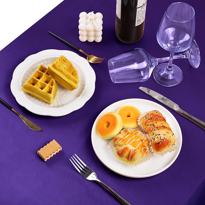 TURSTIN 1 Pack Dark Purple Satin Tablecloth 102 x 58 Inch Overlay Satin Table Cover Rectangle Bright Silk Tablecloth Smooth Fabric Table Decoration for Wedding Banquet Party Events
