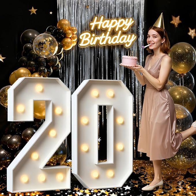Mixifox 3FT Marquee Numbers 20, Large Light Up Numbers for 20th Birthday Decorations, Graduation Decorations 2026 Party Backdrop for Graduation Kindergarten Preschool High School Party Decor