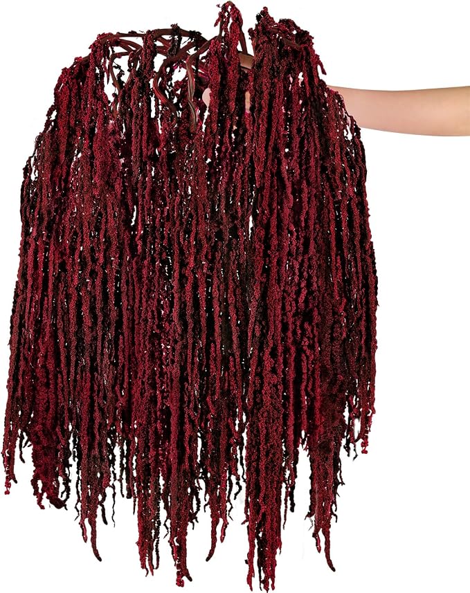 Suncalla 24 Pcs Brownish-red Spring Natural Dried Amaranthus Hanging Flowers Amaranthus Artificial Flowers for Wedding Arch Bouquet Floral Garland Wall Home Decoration (23 Inch)