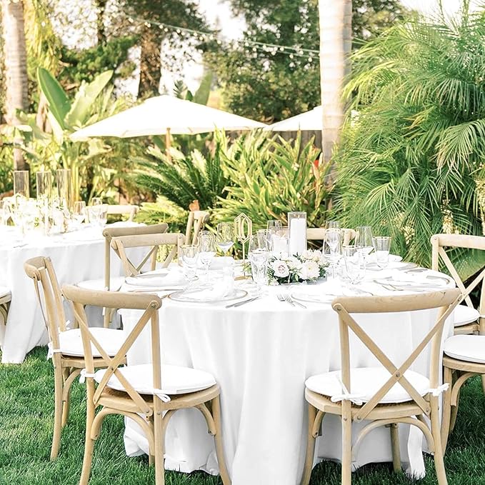 Pesonlook 4 Pack White Round Tablecloth 90 Inch, Polyester Table Cloth for Round Tables, Washable Table Cloth Stain and Wrinkle Resistant Decorative Table Cover for Wedding Party Dining Banquet