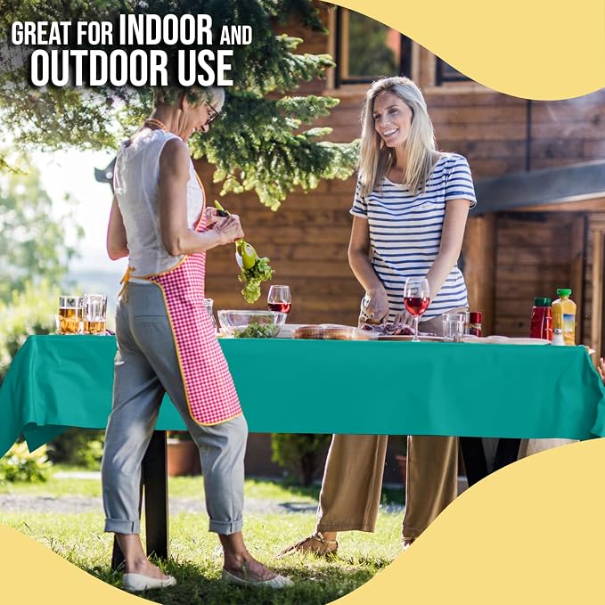 Party Solids 66% Thicker Premium Teal Plastic Table Cover Roll 40" X 100' Table Cloth Plastic Cover Roll Quality Thick Banquet Rolls Disposable Tablecloth Rolls Strong American Based Company