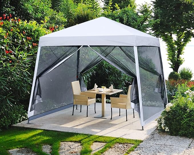 MASTERCANOPY Pop Up Gazebo Canopy with Netting (10x10, White)