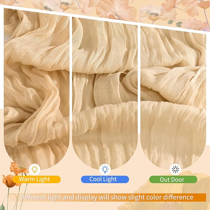 4 Pack Nude Cheesecloth Table Runner 17 x 108 inch Boho Gauze Table Runner Rustic Sheer Cheese Cloth Table Decorations for Wedding Party Baby Bridal Shower Birthday Holiday Home