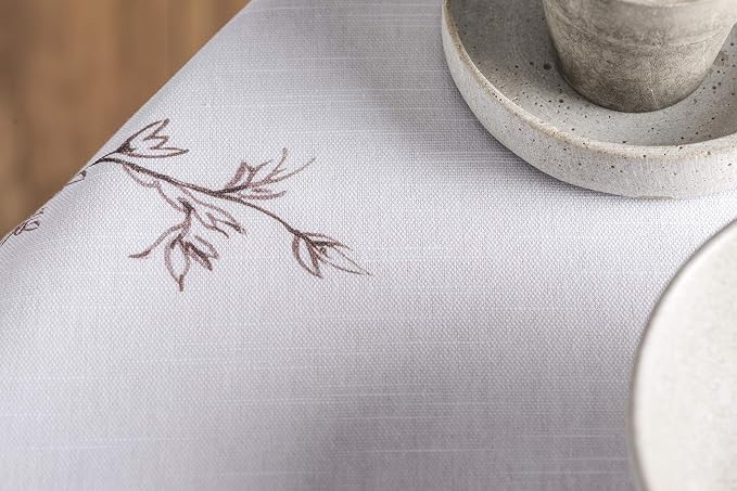 Maison d' Hermine Table Cloth Round Table 100% Cotton 63 Round Inches Tablecloth Reusable Decorative for Dining Kitchen Room Farmhouse Party Home Hotel Restaurant Spring Summer- Meadow Florals - Brown
