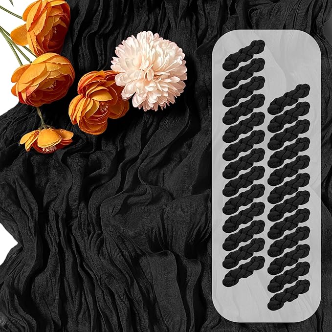 25 Pack Black Cheesecloth Table Runner 17 x 108 Inch Gauze TableRunner Fabric Semi Sheer Cheese Cloth Table Runner Bulk for Rustic Romantic Wedding Baby Shower Table Decoration