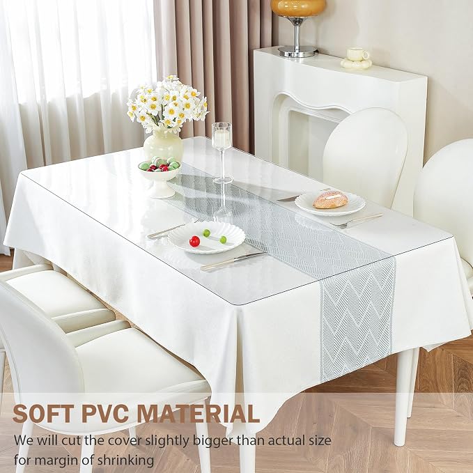 LovePads Clear Table Cover Protector 40 x 78 Inch, 1.5mm Thick Plastic Table Cover, Table Protector for Dining Room Table, Waterproof Vinyl Tablecloth Table Pad Mat for Kitchen, Dresser, Writing Desk