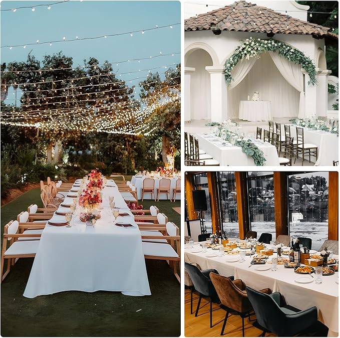 12 Packs White Table Cloth Rectangle 60x126 Inch Tablecloths Rectangular for 8ft Rectangle Tables, Wrinkle Resistant Polyester Fabric Tablecloth Washable Covers for Wedding Party