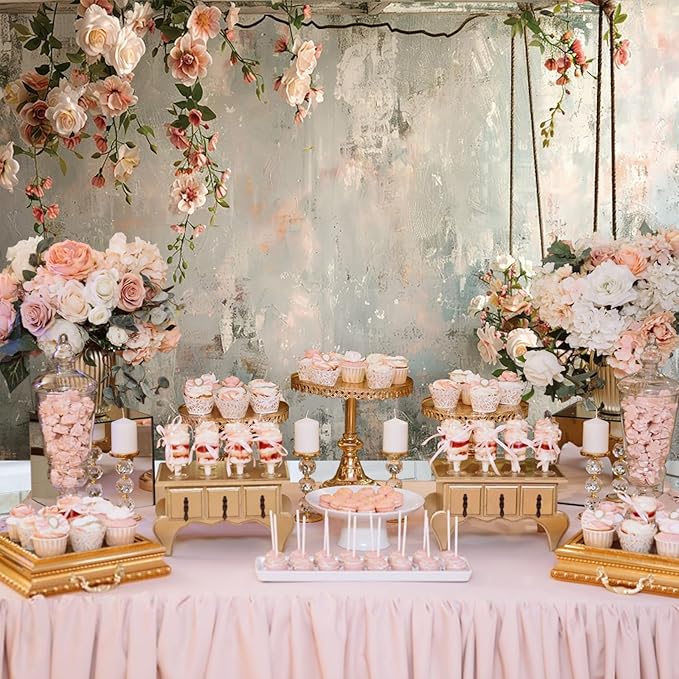 Baocicco 10x7ft Vinyl Vintage Flowers Wall Photography Backdrop Pink Rose Retro Wall Old Style Background Photo for Medieval Wedding Banner Bridal Shower Party Decors Princess Girls Birthday Studio