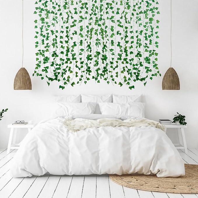 Freyalife Fake Vines for Room Decor(72Pack518Ft) Aesthetic Artificial Plant Ivy Leaves Hanging Greenery Garlands for Home Bedroom Wall Wedding Christmas Party Office patio Indoor, Outdoor Garden Décor