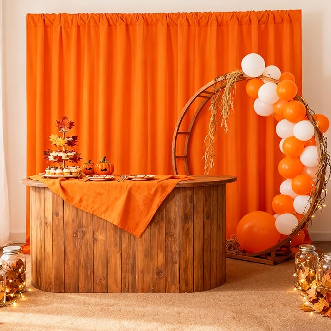 Orange Backdrop Panels Background: Polyester Backdrop Curtains Fabric 10ftx8ft Wall Backdrop Stage Wedding Decorations Drape Autumn Halloween