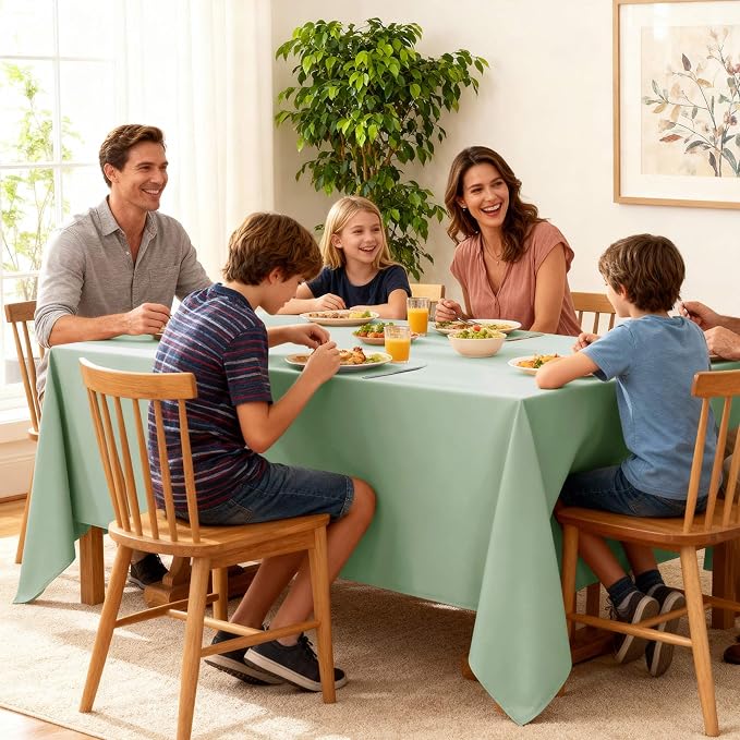10-Pack Sage Green Tablecloths for Rectangle Tables, 70 x 108 Inches, Stain-Resistant Polyester Fabric for 6 Foot Tables - Washable Table Covers for Weddings, Birthday Parties, Events