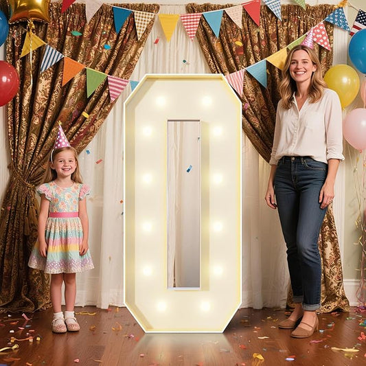4FT Marquee Letters O Sign,Large Light Up Numbers Party Decoration - Hook and Loop Fastener,No Tools Easy Setup, Corrugated Plastic for Birthdays Weddings Baby Anniversaries(Letters O)